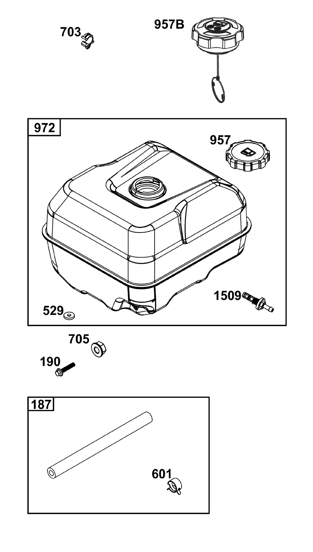 Fuel Supply Group Diagram and Parts List for 25T232-0104-F1 200000 - 399999 Briggs and Stratton Engine